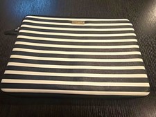 Kate Spade New York Black White Stripe Padded Laptop Tablet Sleeve Case 12.5x9