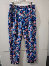 Elevenses Anthopologie Pants Womens 2 Blu Pullon Taper Floral AOP Colorful Crepe