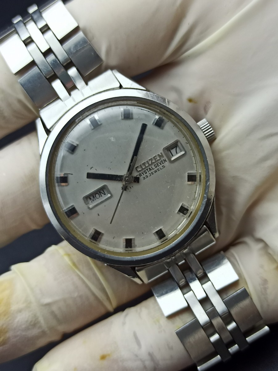 Citizen Crystal Seven 33 Jewels Automatic 80s Vintage Watch Japan