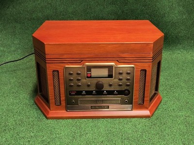 Crosley CR248 3-Speed Turntable Entertainment Center w/Radio Tape Deck No CD Aux