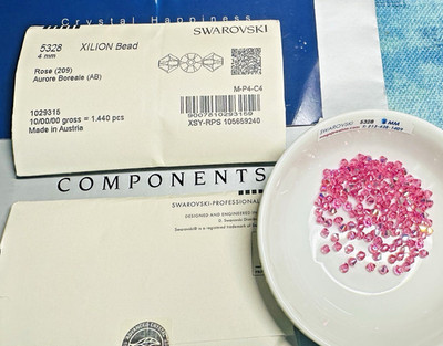 Swarovski Bi-cone Beads 5328 4mm Rose AB 1440 pcs Sealed Pack Austrian.