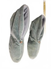 Velour Button-Cuff Bootie Slippers | Made in USA - Large Size 8 to 9