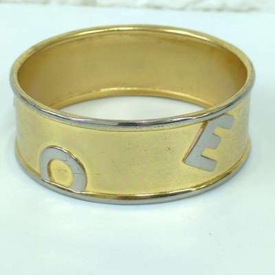 LOEWE Signierter Armreif Armband Gold Silberfarben Made in Spain Damen