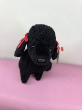 Ty Beanie Baby Gigi the Poodle Dog Black Plush Stuffed Animal Red Bow Tag