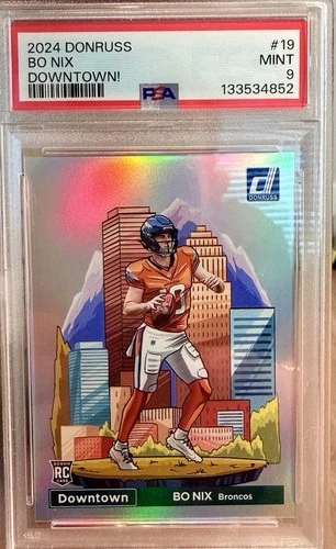 2024 Panini Donruss Bo Nix Rookie Downtown - PSA 9 - #1 Broncos!(See Comps!)