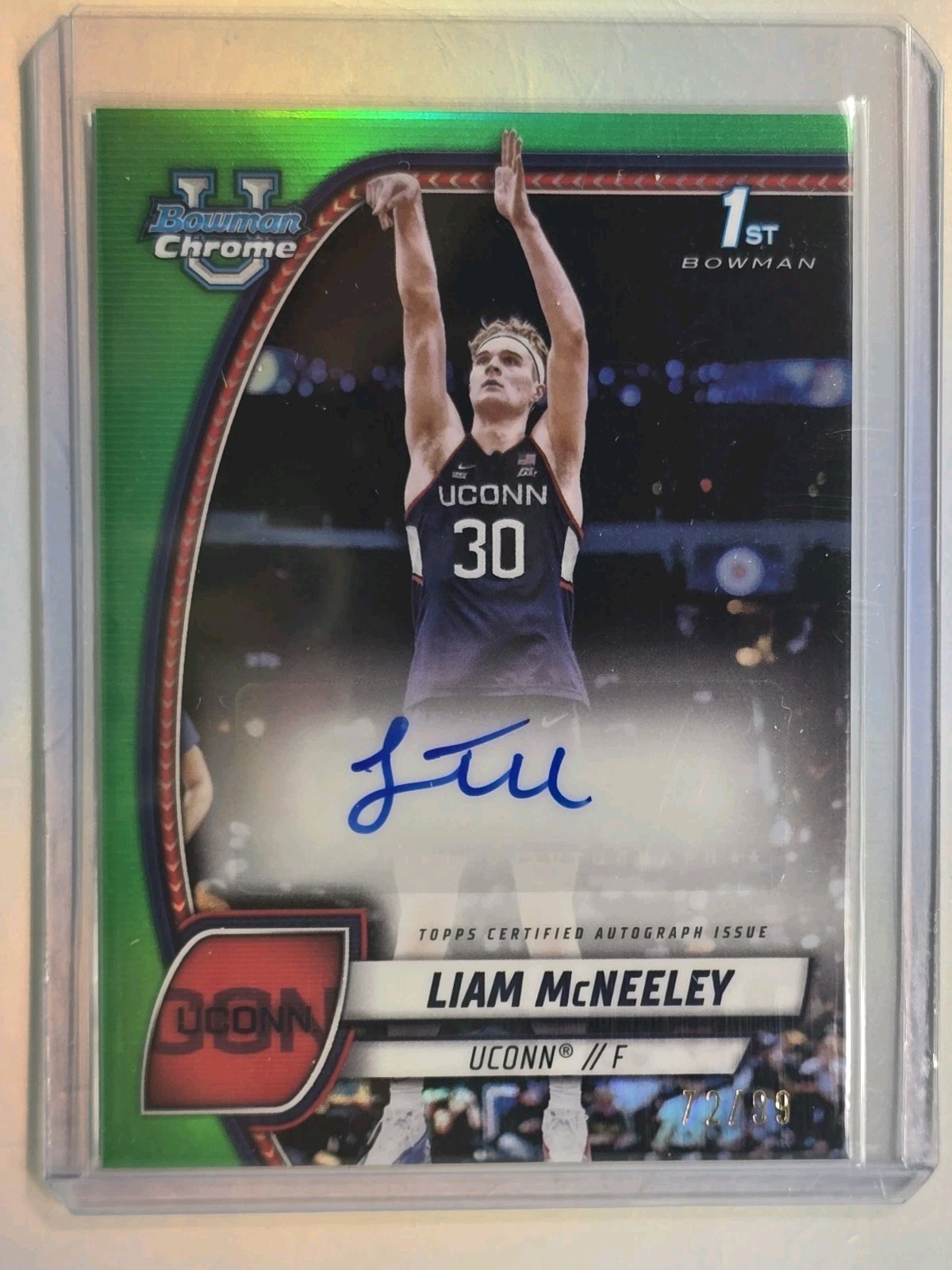 2024-25 Bowman Chrome Liam McNeeley 1st UConn Auto Green Refractor /99