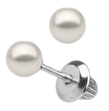 Sterling Silver 5mm Pearl Baby Studs