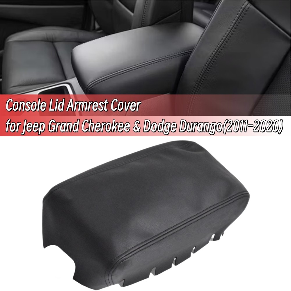 Center Console Lid Armrest Cover Leather Black For Jeep Grand Cherokee 2011-2020