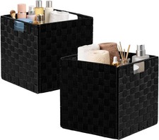 2-Pack Woven Storage Basket Bins Container Tote for Organizing, Black Storage