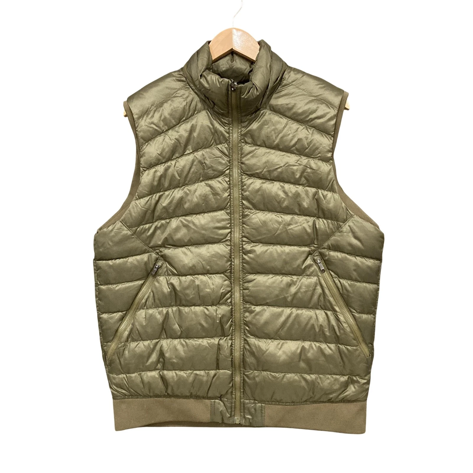 Lululemon Athletica Vest Mens L Green Lightweight Down Puffer Zip Pockets Winter