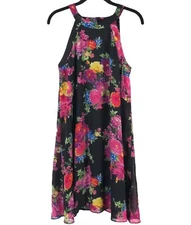 Betsey Johnson Women’s Floral Trapeze Swing Sleeveless Halter Dress Lined Size 6