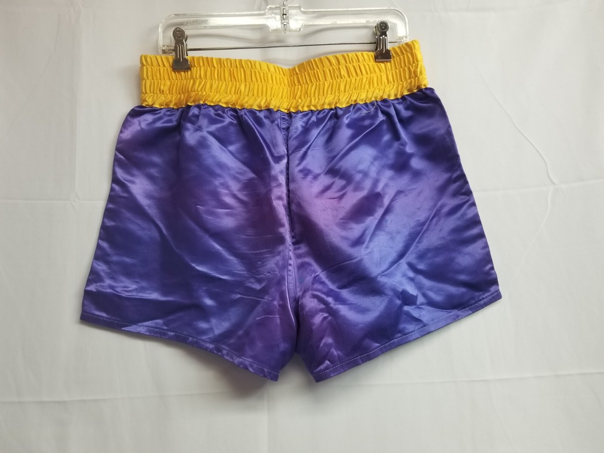 Vintage Everlast Boxing Trunks Medium Purple Gold Satin Shorts