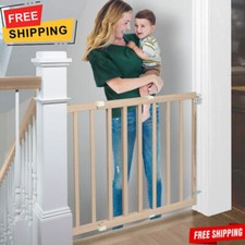Wood 28"-42" Swing Baby Safety Gate Pet Dog Fence Child Walk Thru Door Stairway