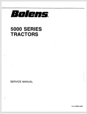 Bolens 5000 Series 5017G 5017H 5018H 5019H 5020H Tractor Service Manual year1985