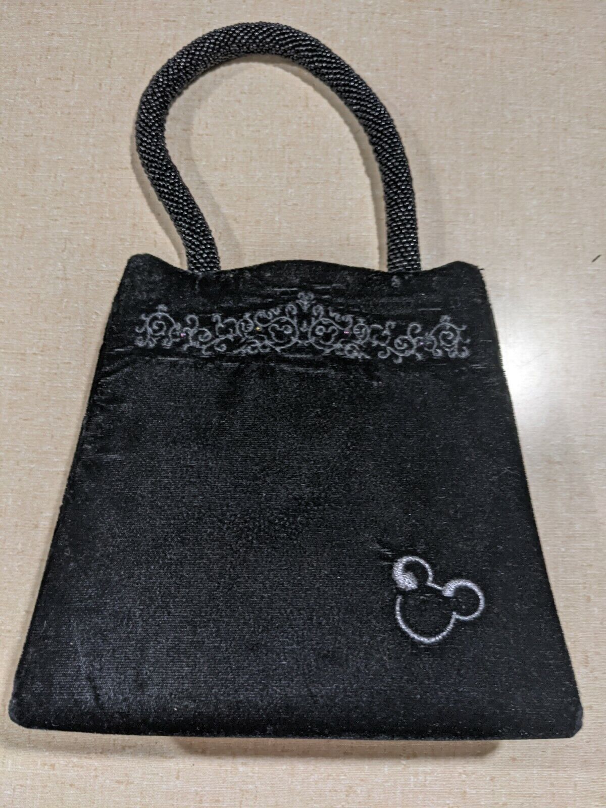 Rare Minnie Mouse Black Velvet Evening Clutch Pur… - image 1