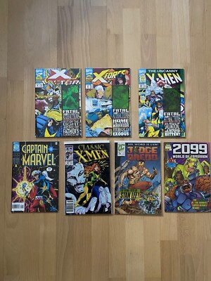Marvel Comic Paket / Lot - 7x X-Men, Judge Dredd, Captain Marvel,