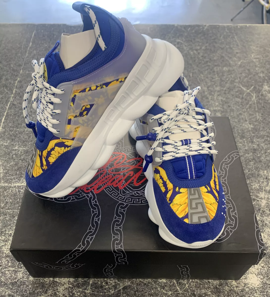 Versace Baroque Chain Reaction Bluette Gold shoes size 40 womens 8.5 | eBay