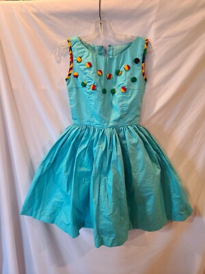 African Turquoise Size 4 A-line Dress With Kente cloth Buttons and lining |  eBay