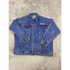 Vtg Fubu Denim Jacket Womens 16 Platinum Fat Albert 90s Hip Hop Trucker Coat