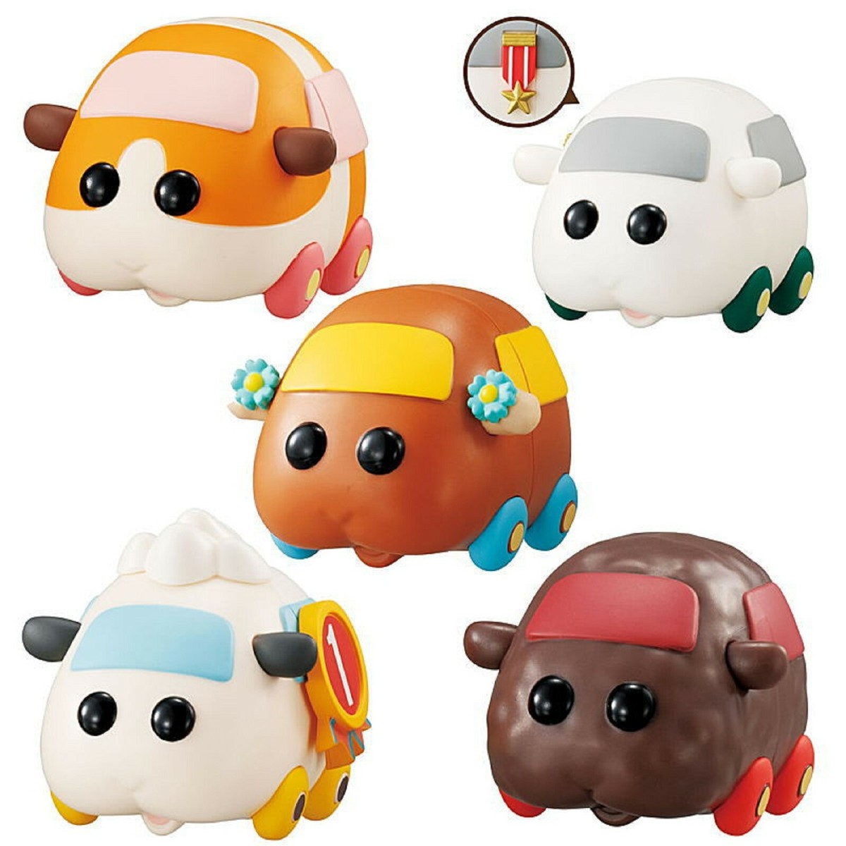 Capchara Guinea pig Car PUI PUI Molcar Capsule Toy 4 Pcs Complete