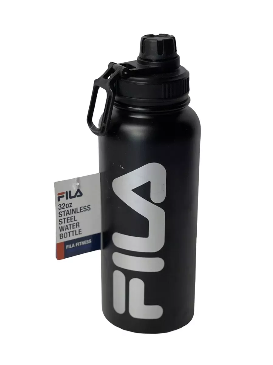 Fila Black Double Walled Stainless Steel Insulated Water Bottle 32  Ounces-Summer