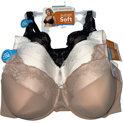 Warner's Underwire Bra With Lift Lace Trim Full Figure Contour Super Soft RF7961