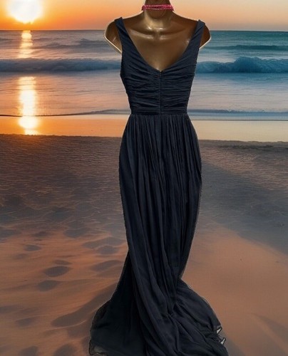 J Crew “ Little Black Dress “ Silk Chiffon Maxi Cocktail Sleeveless XS - Picture 14 of 22