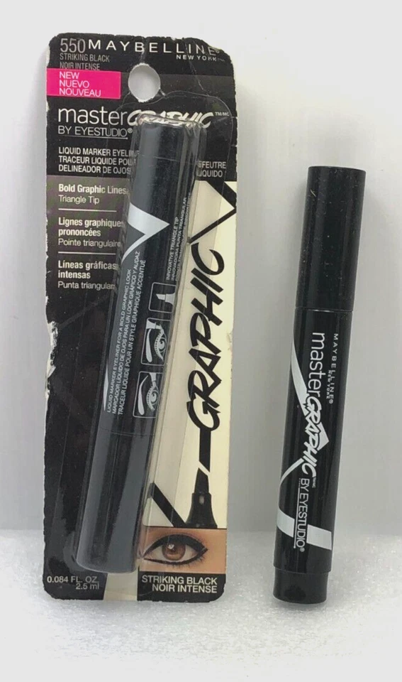 New (2) MAYBELLINE Eye Studio Master Graphic Liquid Eyeliner #550 Striking Black - Image 2 of 4