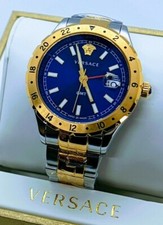 Versace Hellenyium GMT V11060017 Blue Dial Dual Tone Rose Gold Men's Watch