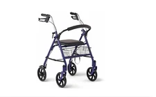 Medline Steel Walker, Blue,300lbs Capacity,Metal Basket,8" Wheels