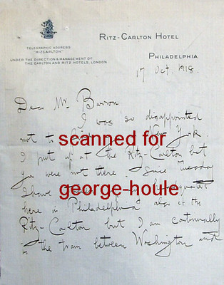 E.J. DILLON - LETTER - AUTOGRAPH - 1921 - CLARENCE. BARRON -WALL STREET JOURNAL