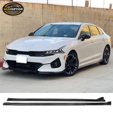 Fits 21-25 Kia K5 Side Skirt Rocker Panel Extension Lip Matte Black PP