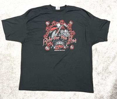 2009 Ride for the Red Motorcycle Men's 3XL XXXL Pullover T-Shirt Short Slv Gray