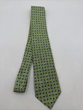 Polo Ralph Lauren Green Purple Silk Hand Made In Italy Geometric Neck Tie