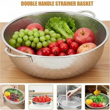 Stainless Steel Wash Basket Rice Colander Strainer, Spaghetti Metal Sink Mesh UK