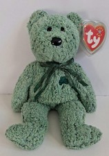 Vintage Ty Beanie Baby Shamrock Irish Bear Soft Toy St Patricks Day Gift + Tag