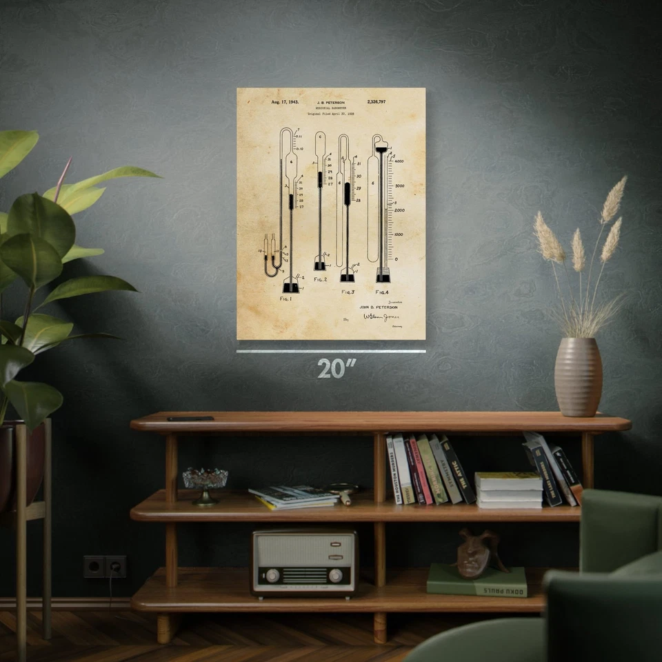 Mercurial Barometer Patent Wall Art Poster, Canvas or Framed Barometer Wall Art - Image 4 of 4