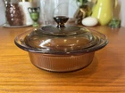 Vintage Pyrex Visions Amber Glass Casserole Dish w/ Lid Ribbed – 10” 2.5QT V33-B