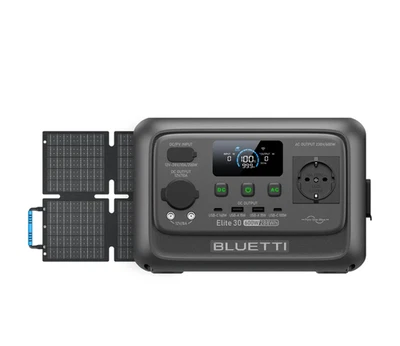 BLUETTI Elite 30 V2 288Wh 600W Tragbare Powerstation mit 60W Solarpanel Camping