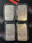(4) Bar Lot Vintage 1 Troy Oz .999 Fine Silver National Refiners Sequential #’s