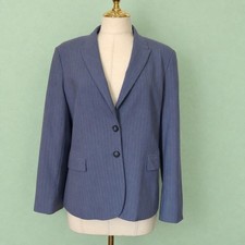 Banana Republic Wool Blazer Womens 14 grey Excellent Blend Pinstripe Stretch