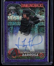 JORGE BARROSA 2024 TOPPS CHROME UPDATE PURPLE SPECKLE ON CARD AUTO RC AUTO