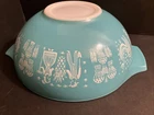 VINTAGE PYREX  Amish Butterprint 444 Cinderella Mixing Bowl Turquoise 4 QT