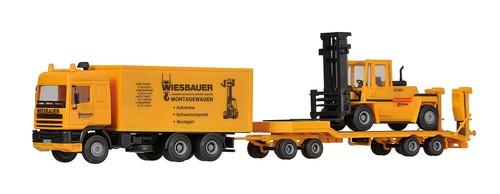 Kibri 13580 - H0 DAF tractor con remolque de carga baja y carretilla elevadora - Nuevo | Zustand: Neu