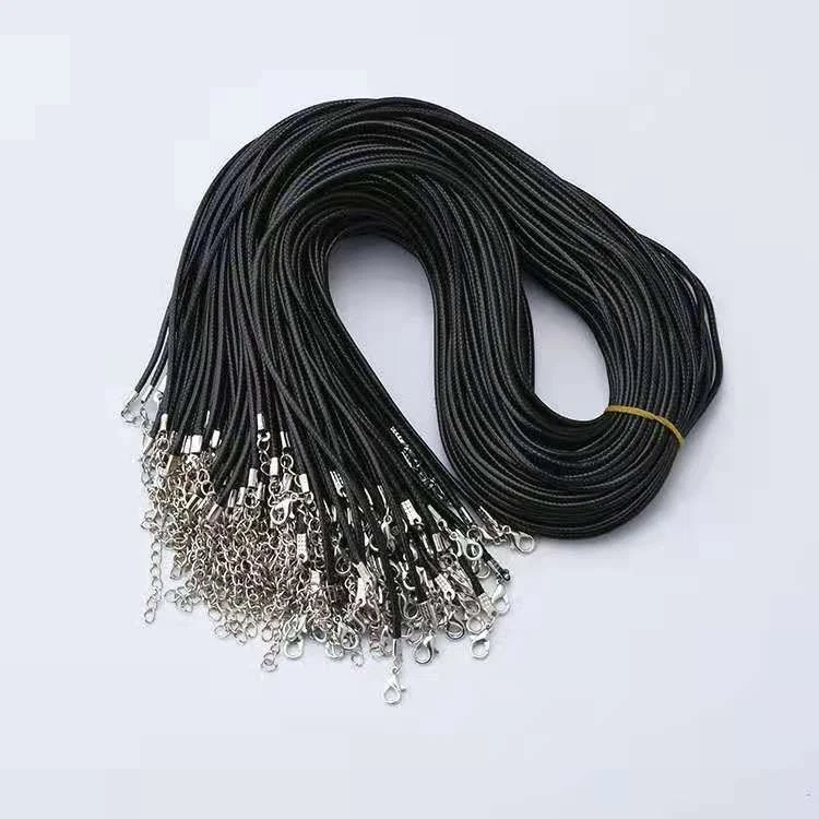 1000pcs 1.5mm Black Wax Leather Cord Necklace Rope 45cm Chain Lobster Clasp DIY - Изображение 4 из 4