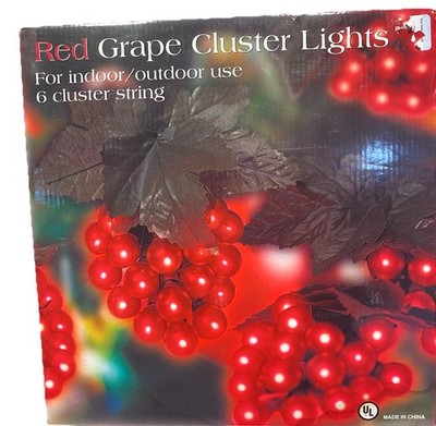 Vintage Set of Costco RED GRAPE CLUSTER LIGHTS 6 Clusters String Indoor/Outdoor