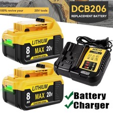 2Pack 20V 8.0AH Battery  Charger For DeWalt 20 Volt Max Lithium DCB206-2 DCB210