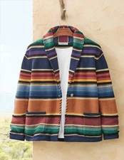 Coldwater Creek Serape Sweater Jacket color Navy Multi