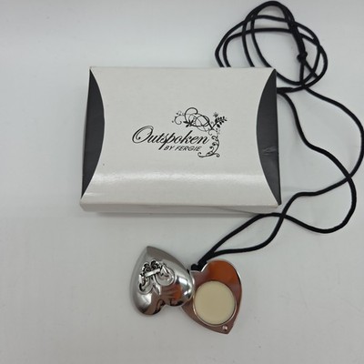 NEW Avon Outspoken by Fergie Fleur de Lis Heart Locket Perfume Pendant Necklace