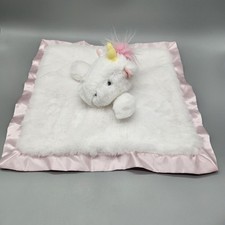 Cloud Island White Pink Unicorn Lovey Security Blanket Satin Super Soft Baby Toy